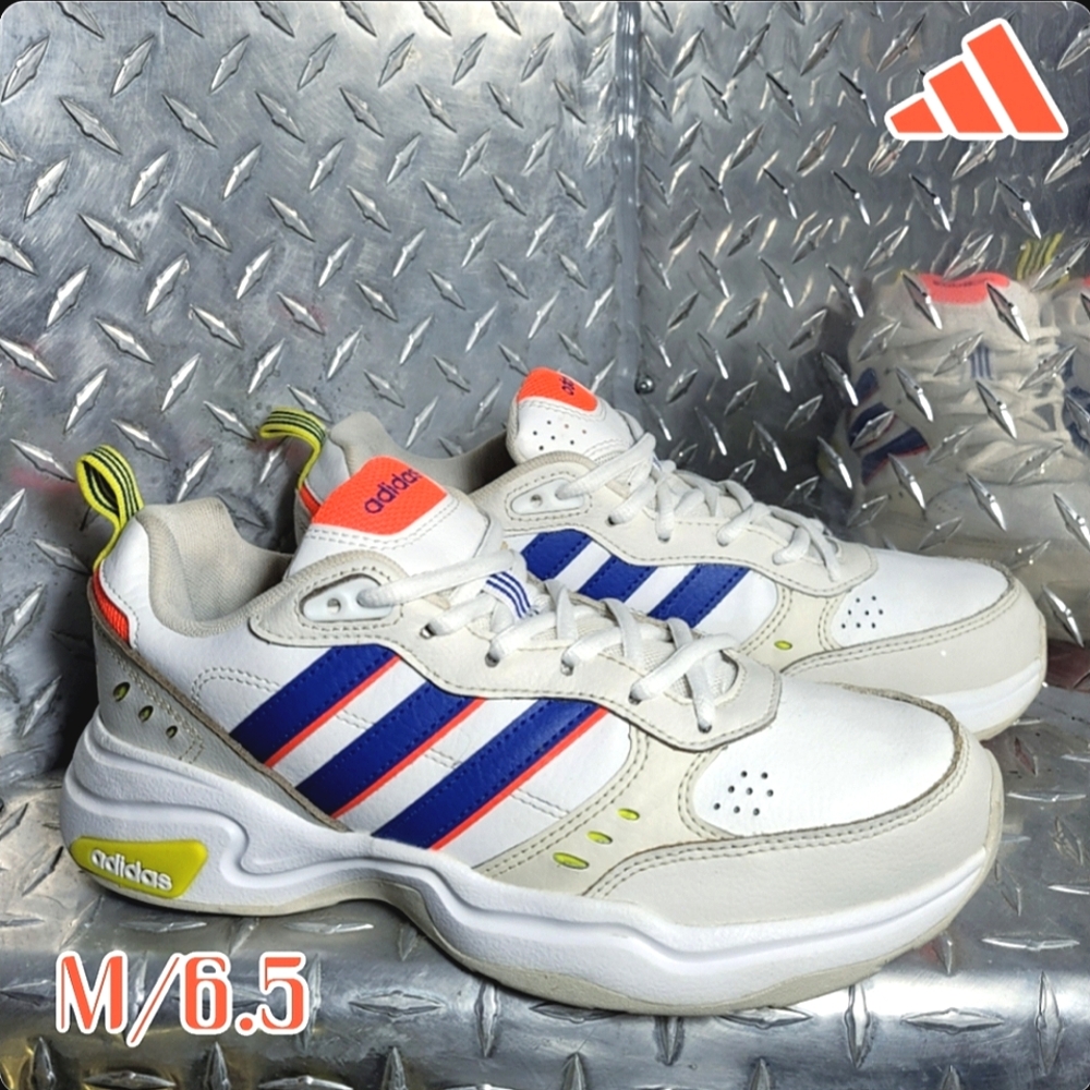 Adidas White and Blue Strutter Sneakers